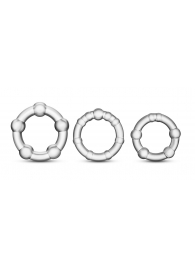Набор из 3 прозрачных эрекционных колец Stay Hard Beaded Cockrings - Blush Novelties - в Балашихе купить с доставкой