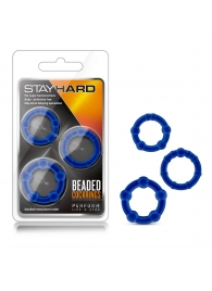 Набор из 3 синих эрекционных колец Stay Hard Beaded Cockrings - Blush Novelties - в Балашихе купить с доставкой