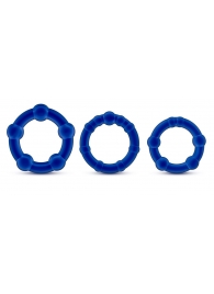 Набор из 3 синих эрекционных колец Stay Hard Beaded Cockrings - Blush Novelties - в Балашихе купить с доставкой