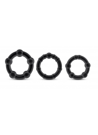 Набор из 3 чёрных эрекционных колец Stay Hard Beaded Cockrings - Blush Novelties - в Балашихе купить с доставкой
