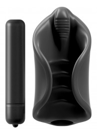 Чёрный мастурбатор Vibrating Silicone Stimulator с вибрацией - Pipedream - в Балашихе купить с доставкой