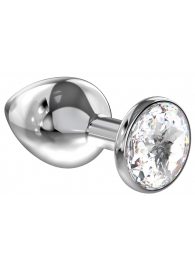 Большая серебристая анальная пробка Diamond Clear Sparkle Large с прозрачным кристаллом - 8 см. - Lola Games - купить с доставкой в Балашихе