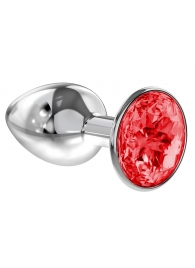 Малая серебристая анальная пробка Diamond Red Sparkle Small с красным кристаллом - 7 см. - Lola Games - купить с доставкой в Балашихе