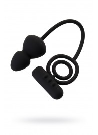 Чёрное эрекционное кольцо с вибростимулятором и анальным хвостом - Erotist Adult Toys - в Балашихе купить с доставкой