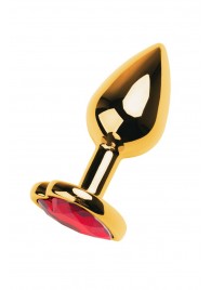 Золотистая анальная пробка с кристаллом-сердцем - 7,5 см. - ToyFa - купить с доставкой в Балашихе