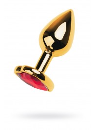 Золотистая анальная пробка с кристаллом-сердцем - 7,5 см. - ToyFa - купить с доставкой в Балашихе