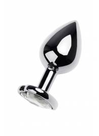 Серебристая анальная пробка с прозрачным кристаллом-сердцем - 8 см. - ToyFa - купить с доставкой в Балашихе