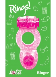 Розовое эрекционное кольцо с вибрацией Rings Ringer - Lola Games - в Балашихе купить с доставкой