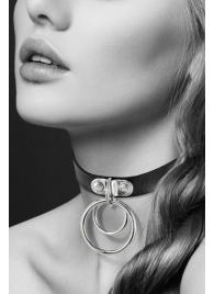 Черный чокер с двумя кольцами - Bijoux Pour Toi - купить с доставкой в Балашихе