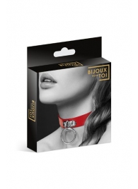 Красный узенький чокер с кольцом - Bijoux Pour Toi - купить с доставкой в Балашихе