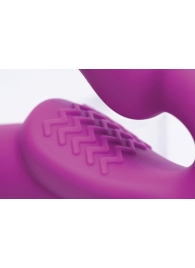Ярко-розовый безремневой вибрострапон Evoke Vibrating Strapless Silicone Strap-on Dildo - XR Brands - купить с доставкой в Балашихе