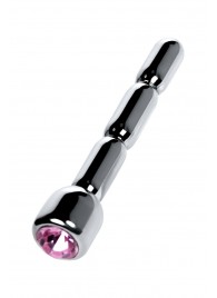 Серебристый уретральный плаг со стразом - 7 см. - ToyFa - купить с доставкой в Балашихе