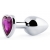 Серебристая анальная пробка с фиолетовым кристаллом-сердечком - 8 см. - Anal Jewelry Plug - купить с доставкой в Балашихе