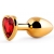 Золотистая анальная пробка с красным стразом-сердечком - 8 см. - Anal Jewelry Plug - купить с доставкой в Балашихе