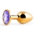 Золотистая анальная пробка с фиолетовым стразом - 7,2 см. - Anal Jewelry Plug - купить с доставкой в Балашихе