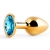 Золотистая анальная пробка с голубым стразом - 7,2 см. - Anal Jewelry Plug - купить с доставкой в Балашихе