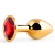 Золотистая анальная пробка с красным стразом - 7,2 см. - Anal Jewelry Plug - купить с доставкой в Балашихе