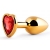 Золотистая анальная пробка с красным стразом-сердечком - 7 см. - Anal Jewelry Plug - купить с доставкой в Балашихе