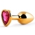 Золотистая анальная пробка с малиновым кристаллом-сердечком - 7 см. - Anal Jewelry Plug - купить с доставкой в Балашихе