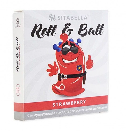 Стимулирующий презерватив-насадка Roll   Ball Strawberry - Sitabella - купить с доставкой в Балашихе