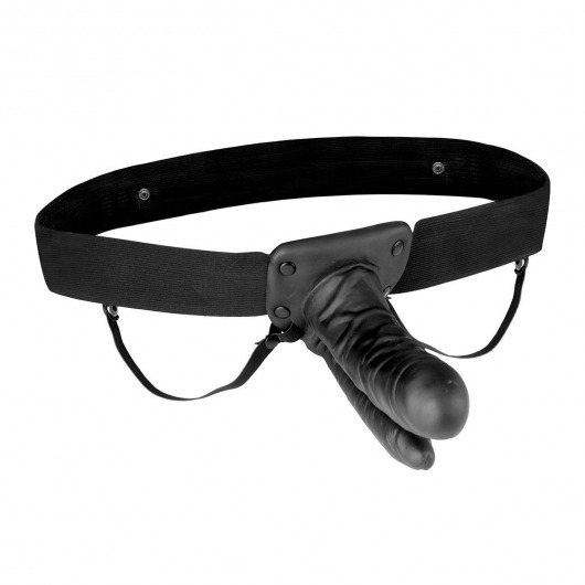 Полый страпон с двумя отростками и вибрацией Unisex Vibrating Hollow Strap-On Double Penetrating Dildo - 17,8 см. - Lux Fetish - купить с доставкой в Балашихе