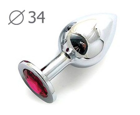Коническая серебристая анальная втулка с малиновым кристаллом - 8,2 см. - Anal Jewelry Plug - купить с доставкой в Балашихе
