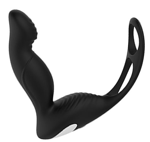 Черный вибромассажер простаты P-PLEASER W ERECTION ENHANCE - Dream Toys - в Балашихе купить с доставкой