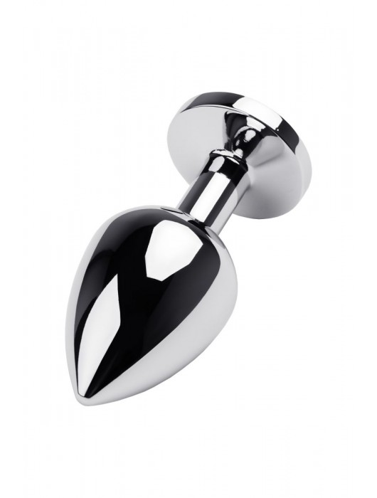 Серебристая коническая анальная пробка с красным кристаллом - 8 см. - ToyFa - купить с доставкой в Балашихе