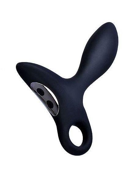 Черный силиконовый анальный вибромассажер Erokey с колечком-ограничителем - Erokay - в Балашихе купить с доставкой