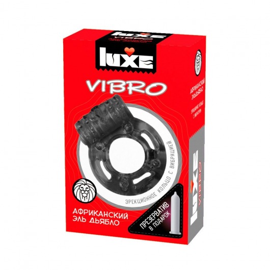 Чёрное эрекционное виброкольцо Luxe VIBRO  Африканский Эль Дьябло  + презерватив - Luxe - в Балашихе купить с доставкой