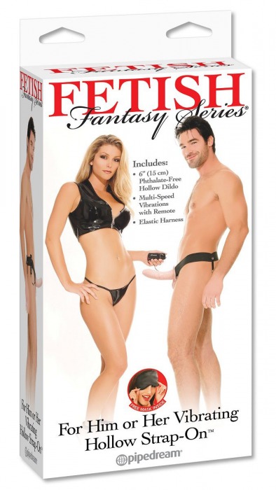 Полый страпон унисекс телесного цвета с вибрацией For Him or Her ​Vibrating Hollow Strap-On - 15 см. - Pipedream - купить с доставкой в Балашихе
