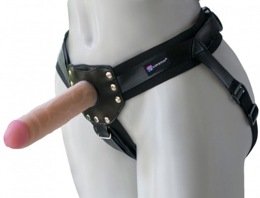 Черный пояс-трусики с двумя насадками  Экзотик-Linda  - 15,5 и 10,5 см. - LOVETOY (А-Полимер) - купить с доставкой в Балашихе