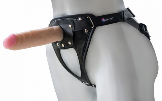 Черный пояс-трусики с насадкой  Soft-Принц  - 17 см. - LOVETOY (А-Полимер) - купить с доставкой в Балашихе