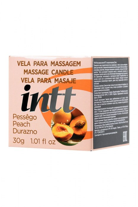 Массажная свеча для поцелуев Peach с ароматом персика - 30 гр. - INTT - купить с доставкой в Балашихе
