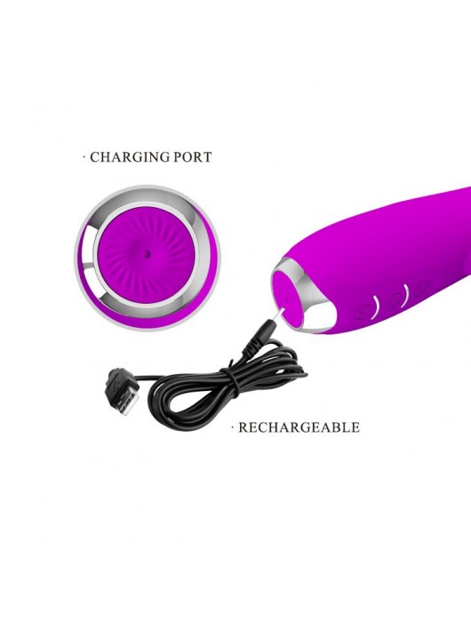 Лиловый вибратор Molly с вращающимися бусинами - 20,5 см. - Baile