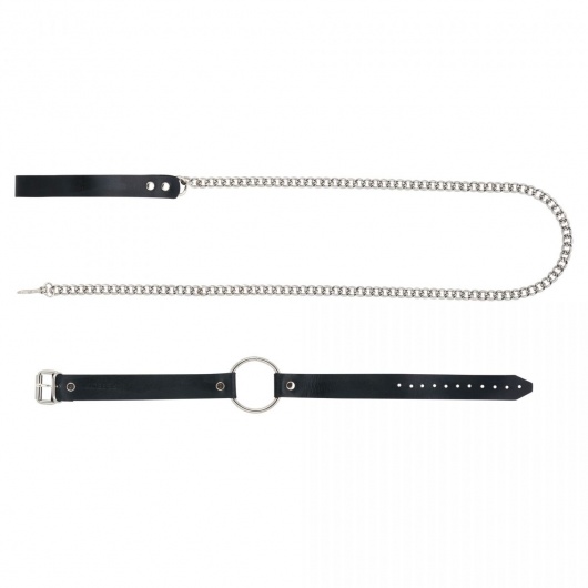 Черный поводок и чокер с кольцом Rada - Rebelts - купить с доставкой в Балашихе