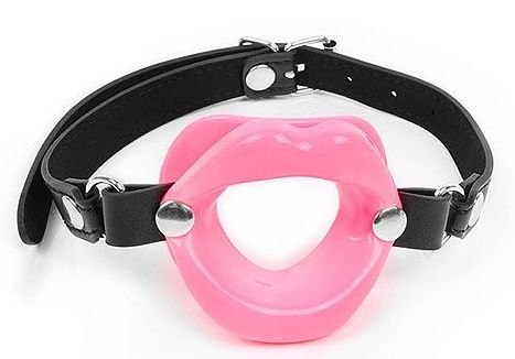 Розовый кляп-губки на черном ремешке - Notabu - купить с доставкой в Балашихе