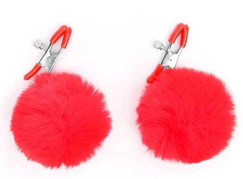 Зажимы для сосков с красным пушком - Notabu - купить с доставкой в Балашихе