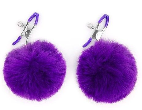 Зажимы для сосков с фиолетовым пушком - Notabu - купить с доставкой в Балашихе