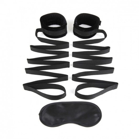 Чёрные манжеты для фиксации на кровати Bondage Bed Strap - Lux Fetish - купить с доставкой в Балашихе