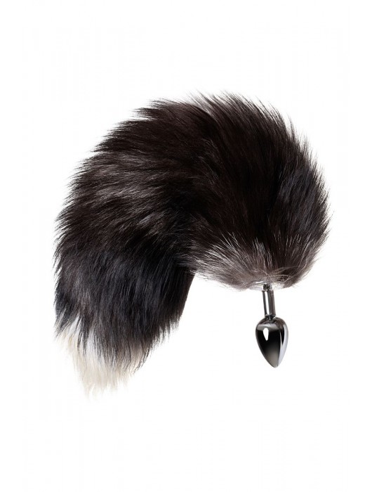 Серебристая металлическая анальная втулка с хвостом чернобурой лисы - размер S - ToyFa - купить с доставкой в Балашихе