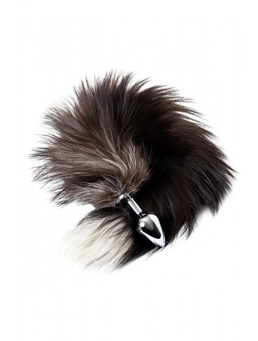 Серебристая металлическая анальная втулка с хвостом чернобурой лисы - размер S - ToyFa - купить с доставкой в Балашихе