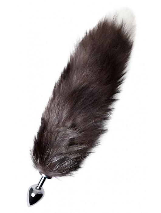 Серебристая металлическая анальная втулка с хвостом чернобурой лисы - размер S - ToyFa - купить с доставкой в Балашихе