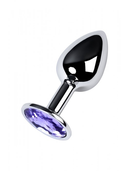 Серебристая конусовидная анальная пробка с фиолетовым кристаллом - 7 см. - ToyFa - купить с доставкой в Балашихе