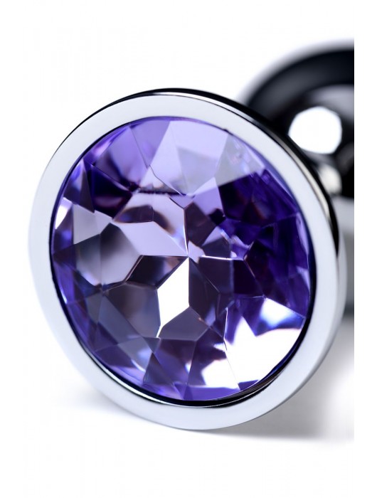 Серебристая конусовидная анальная пробка с фиолетовым кристаллом - 7 см. - ToyFa - купить с доставкой в Балашихе
