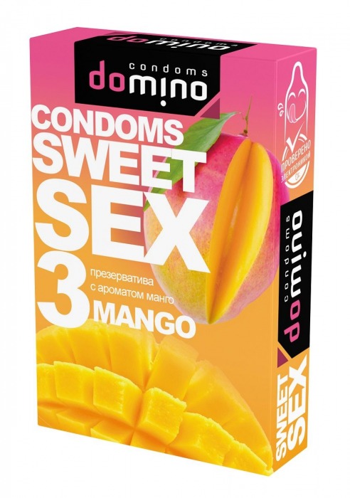 Презервативы для орального секса DOMINO Sweet Sex с ароматом манго - 3 шт. - Domino - купить с доставкой в Балашихе