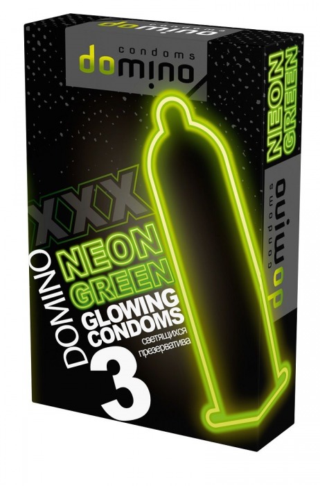 Презервативы DOMINO Neon Green со светящимся в темноте кончиком - 3 шт. - Domino - купить с доставкой в Балашихе