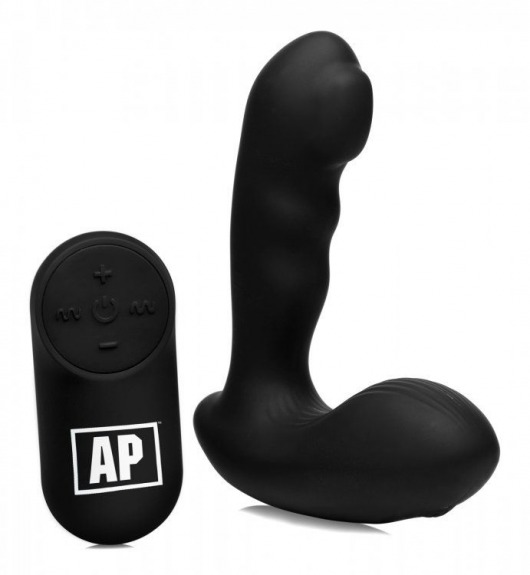 Черный стимулятор простаты Alpha-Pro 7X P-Milker Silicone Prostate Stimulator with Milking Bead - XR Brands - в Балашихе купить с доставкой