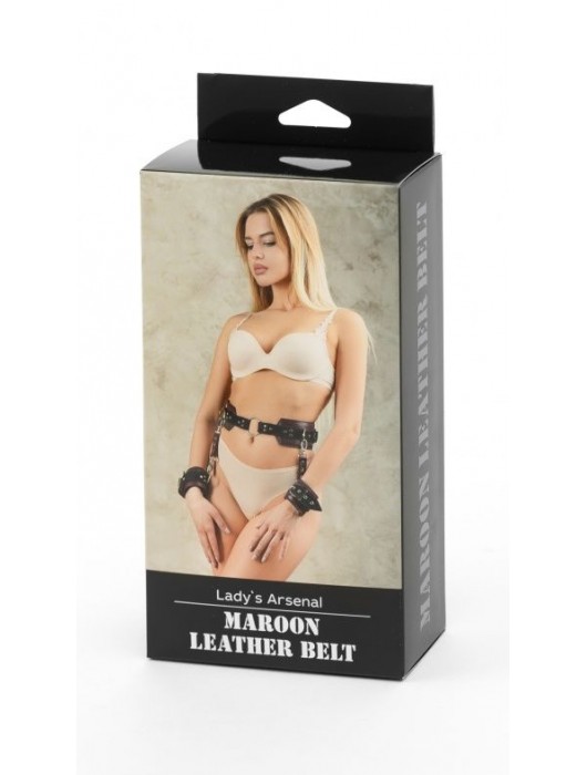 Бордовый пояс Ladys Arsenal с колечками для крепления - БДСМ Арсенал - купить с доставкой в Балашихе