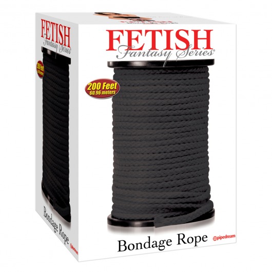 Черная веревка для связывания Bondage Rope - 60,9 м. - Pipedream - купить с доставкой в Балашихе
